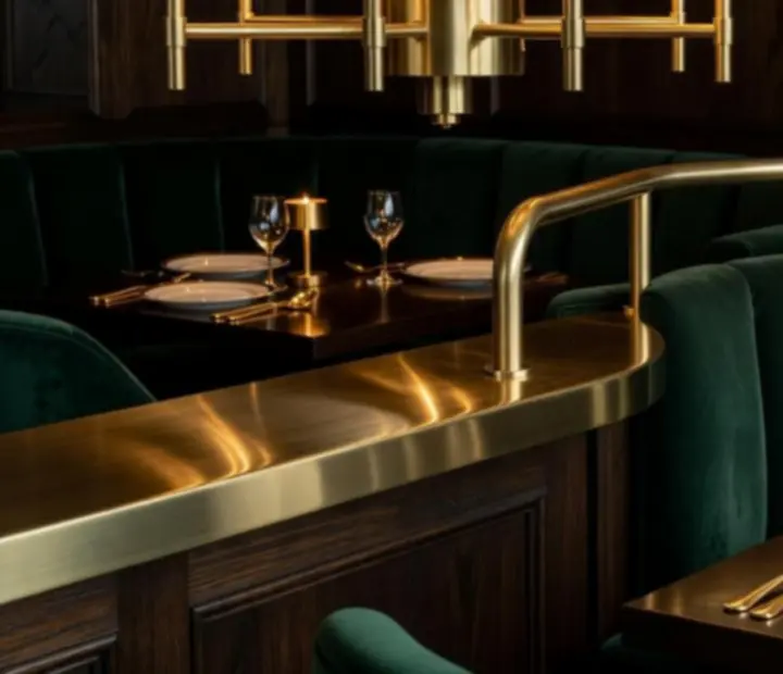 Gold and brass detailing in lighting and tableware at Wonderstar s. r. o.