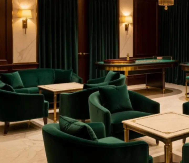 Private emerald and gold lounge interior at Wonderstar s. r. o.