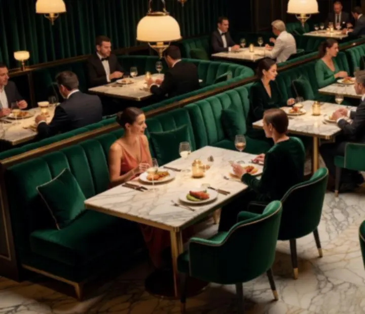 Guests enjoying a casino-inspired themed evening at Wonderstar s. r. o. with emerald velvet and gold details