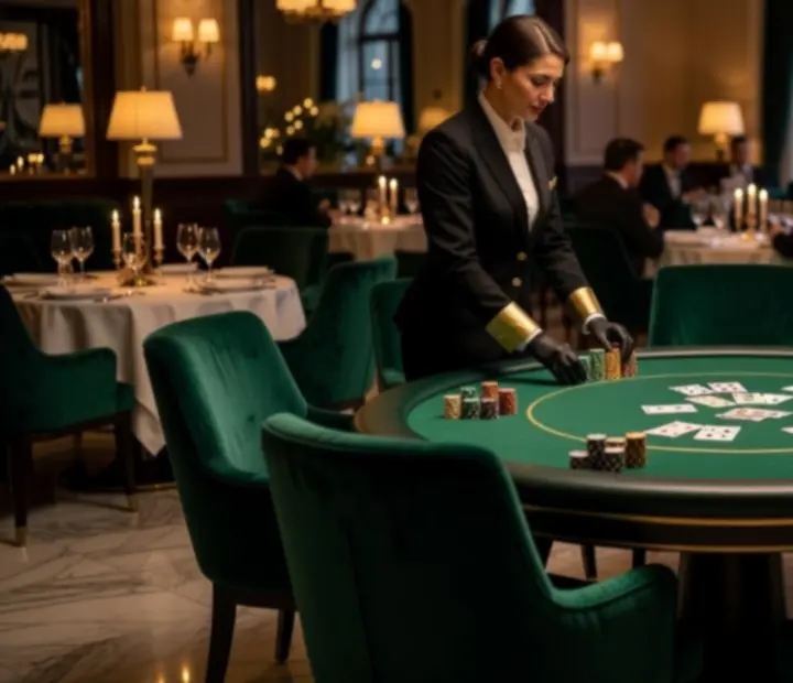Elegant poker table prepared for a themed evening at Wonderstar s. r. o.